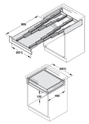 HAFELE 600mm STAINLESS STEEL EFFECT RAPID SELF-SUPPORTING PULL-OUT TABLE, 505.58.002 HAFELE 600mm STAINLESS STEEL EFFECT RAPID SELF-SUPPORTING PULL-OUT TABLE, 505.58.002